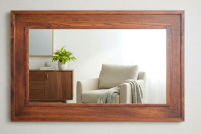 מראה מלבנית מעץ