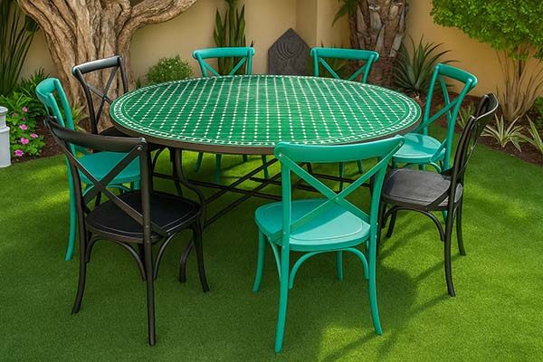 שולחן פסיפס ירוק לשמונה סועדים