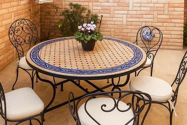 שולחן פסיפס טקסטורה כחולה