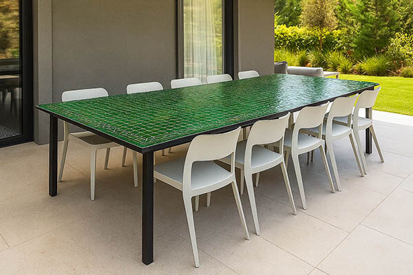 שולחן פסיפס מלבני לגינה